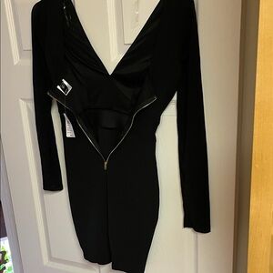 Windsor Black Dress with Gold Zipper